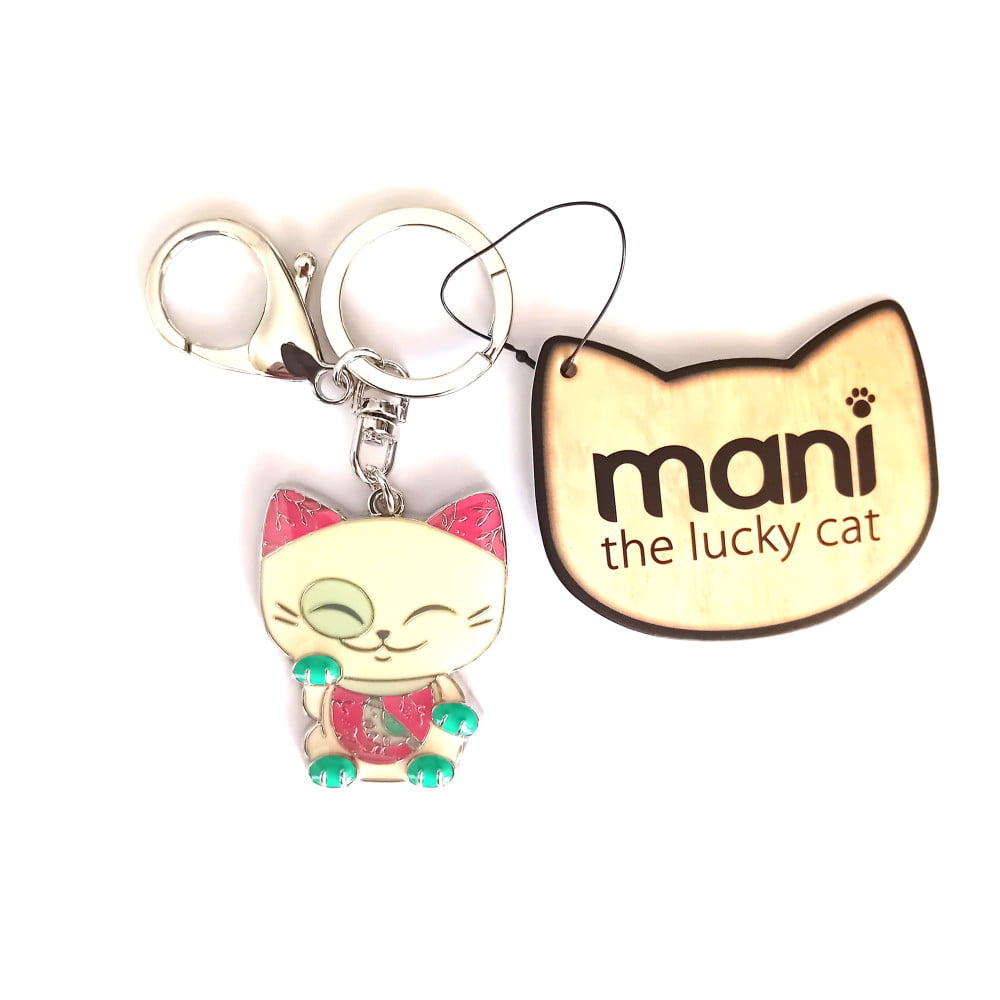 Porte clés Mani The Lucky Cat Blanc
