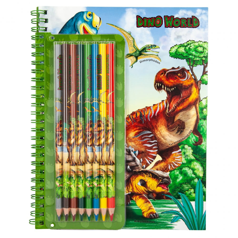 Album coloriage Dino world avec crayons