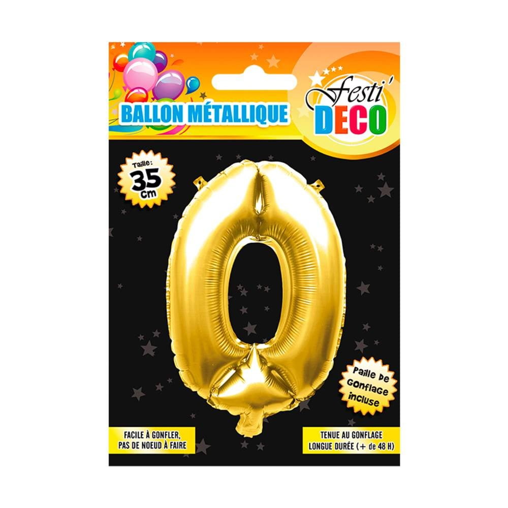 Ballon métallique  doré chiffre 0