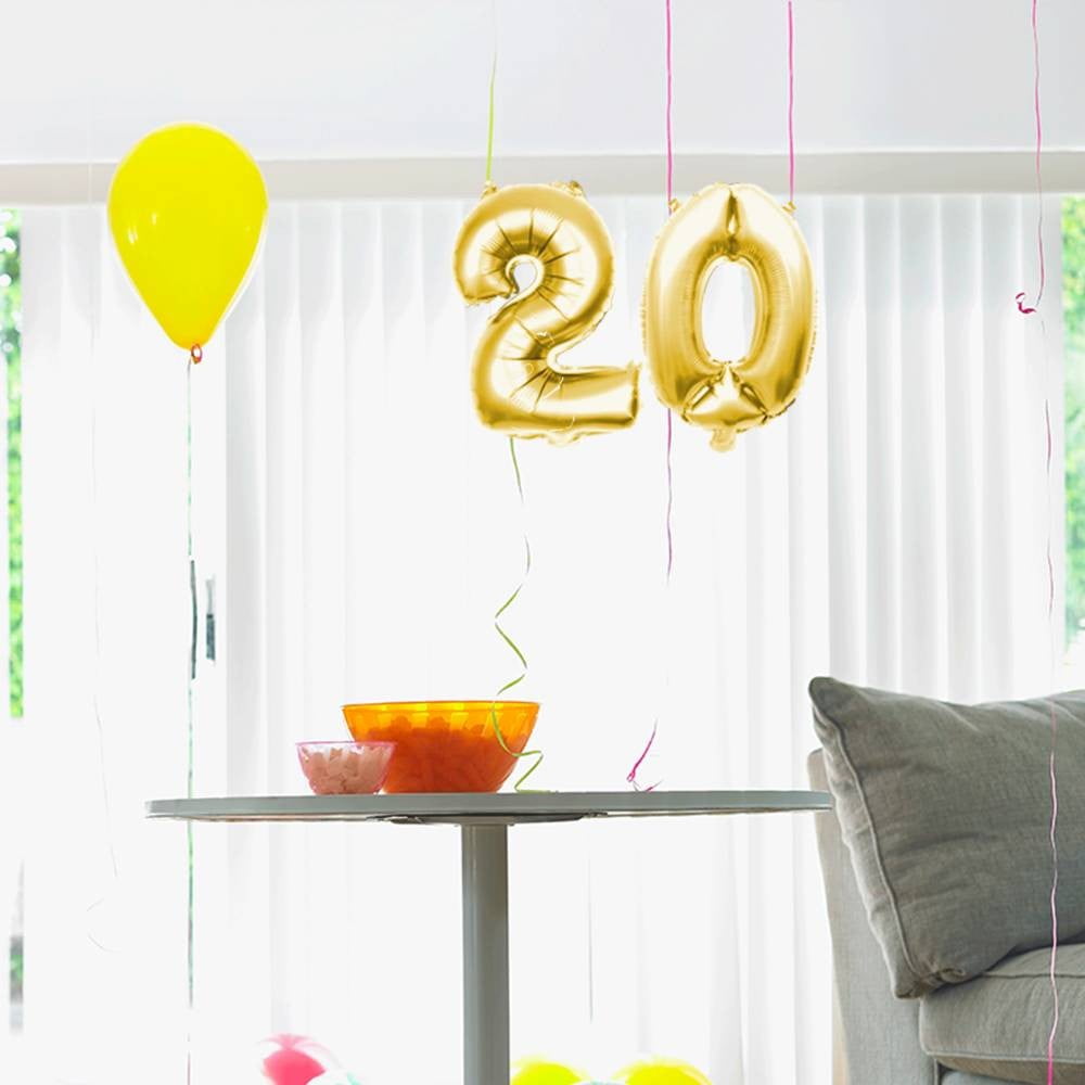 Ballon métallique doré chiffre 0
