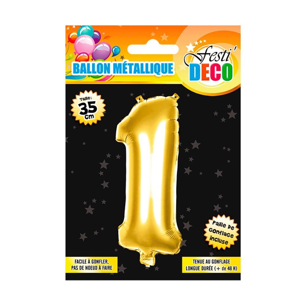 Ballon métallique doré chiffre 1