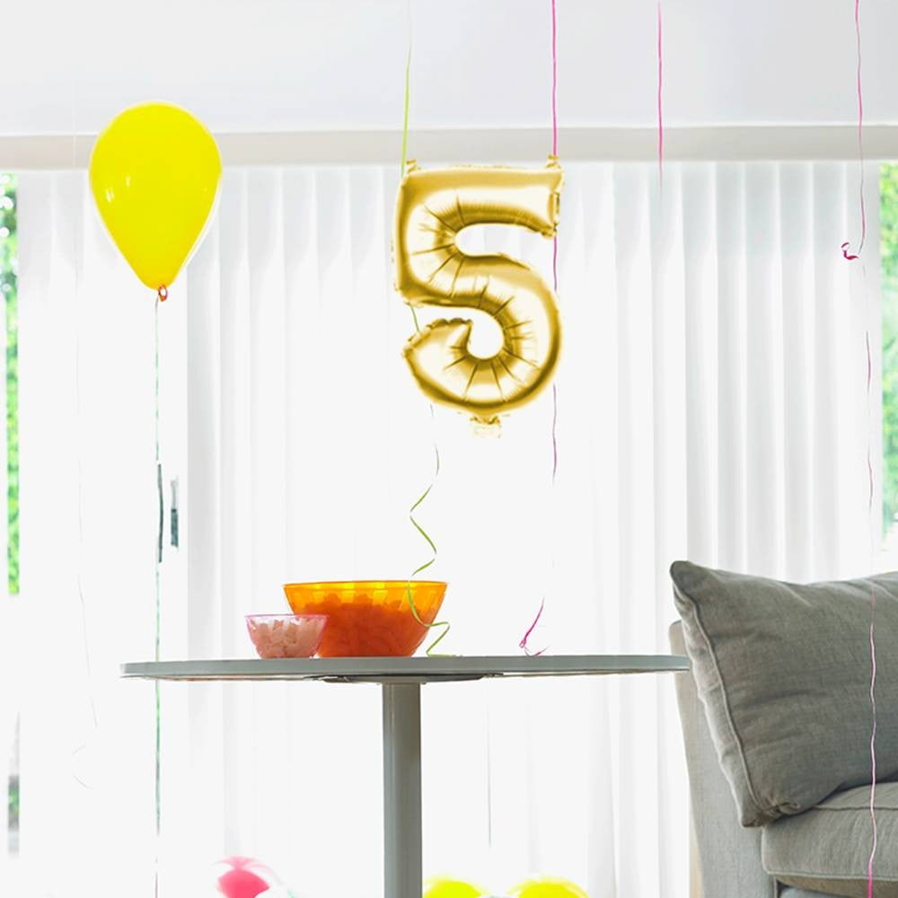 Ballon métallique doré chiffre 5
