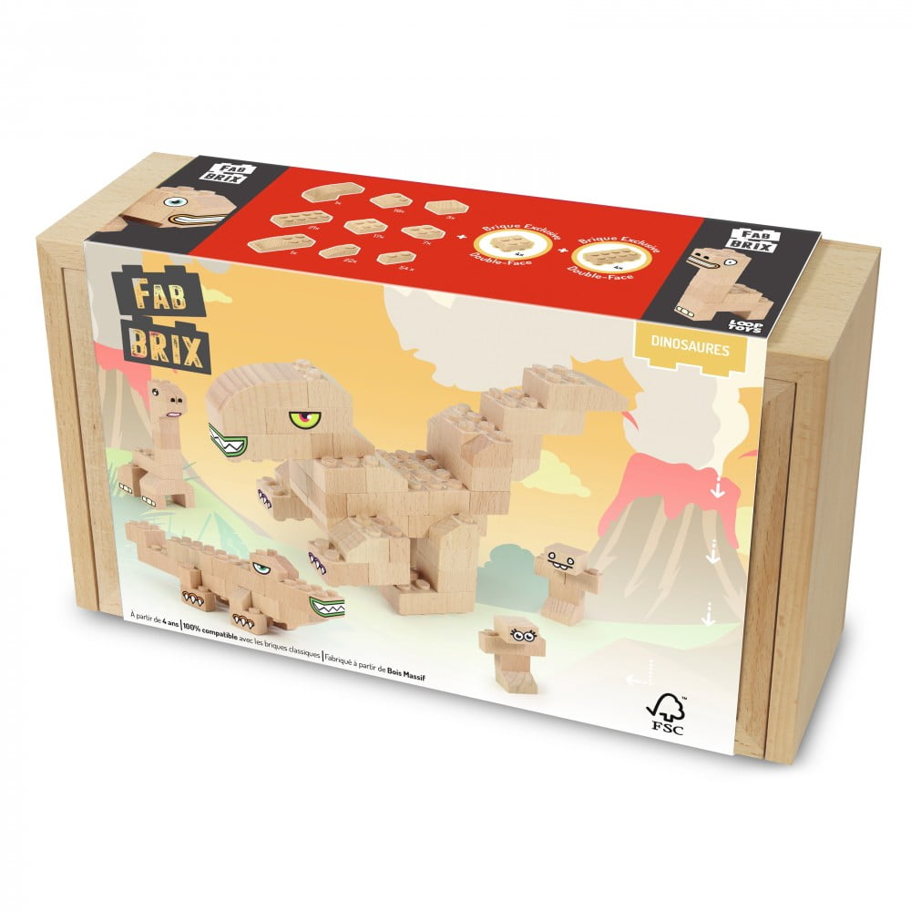 FabBRIX jeu en bois 150 pièces Dinosaures