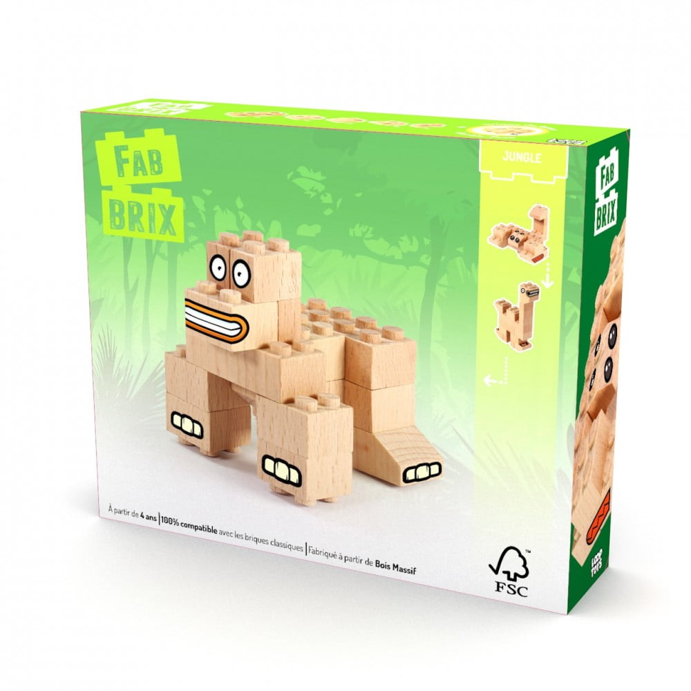 FabBRIX jeu en bois 17 pièces jungle