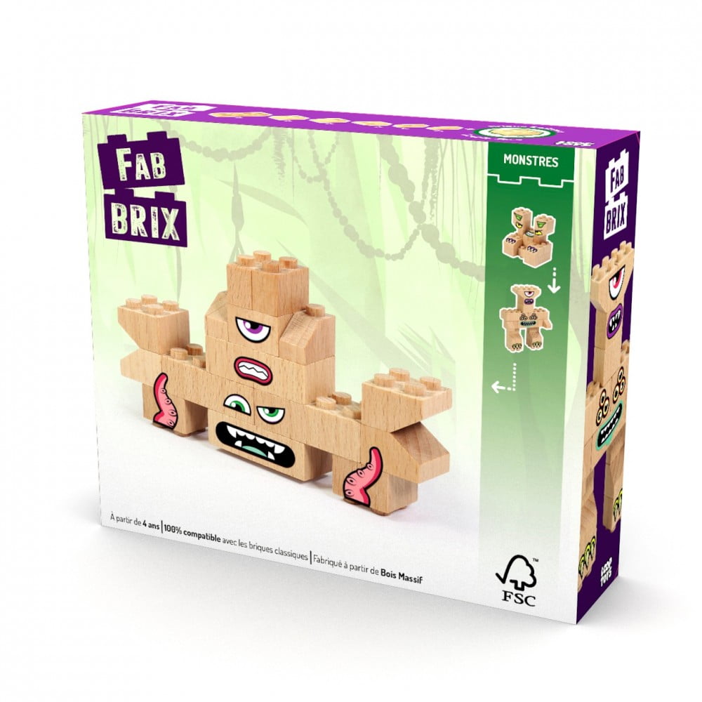 FabBRIX jeu en bois 17 pièces Monstres