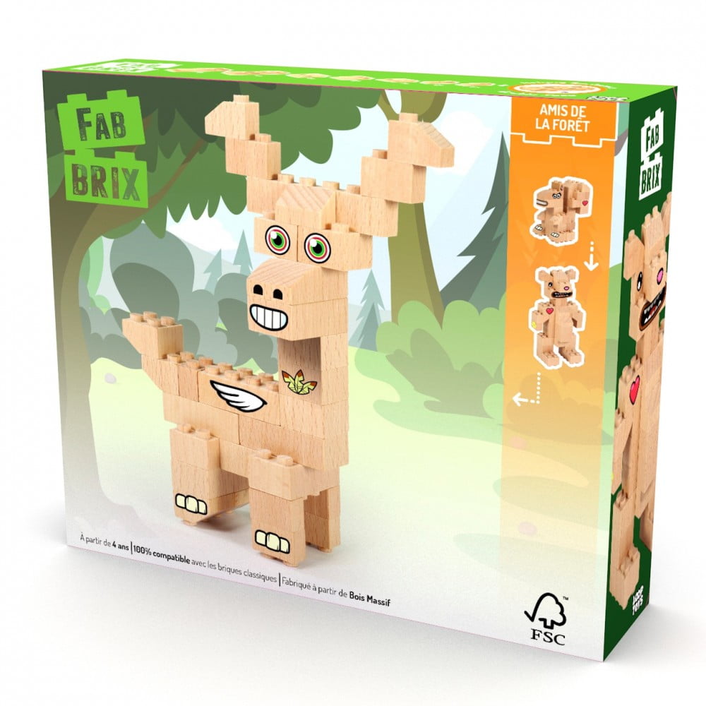 FabBRIX jeu en bois 26 pièces Amis de la forêt