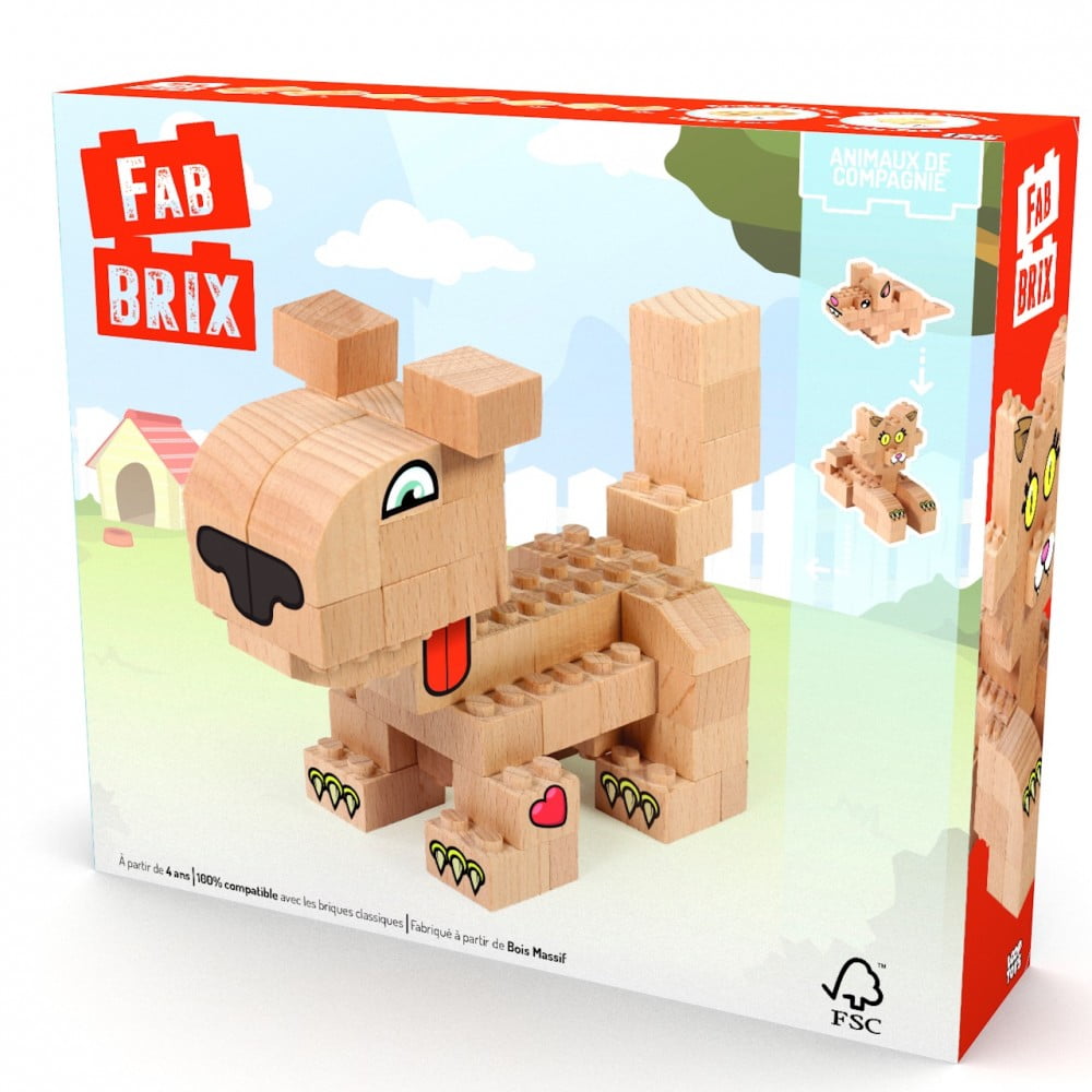 FabBRIX jeu en bois 45 pièces Animaux de compagnie