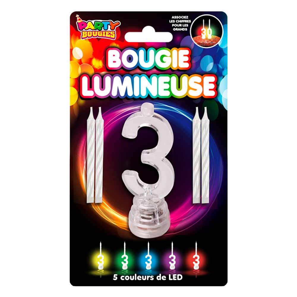 Bougie Lumineuse clignotante chiffre 3