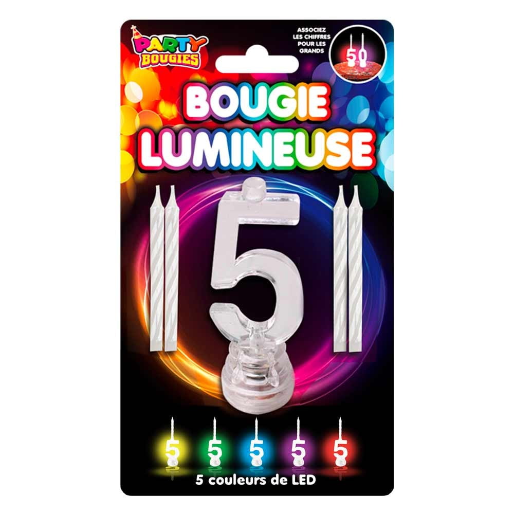 Bougie Lumineuse clignotante chiffre 5