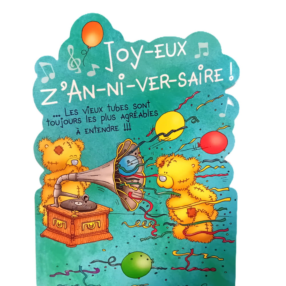 Carte découpée Anniversaire Les vieux tubes
