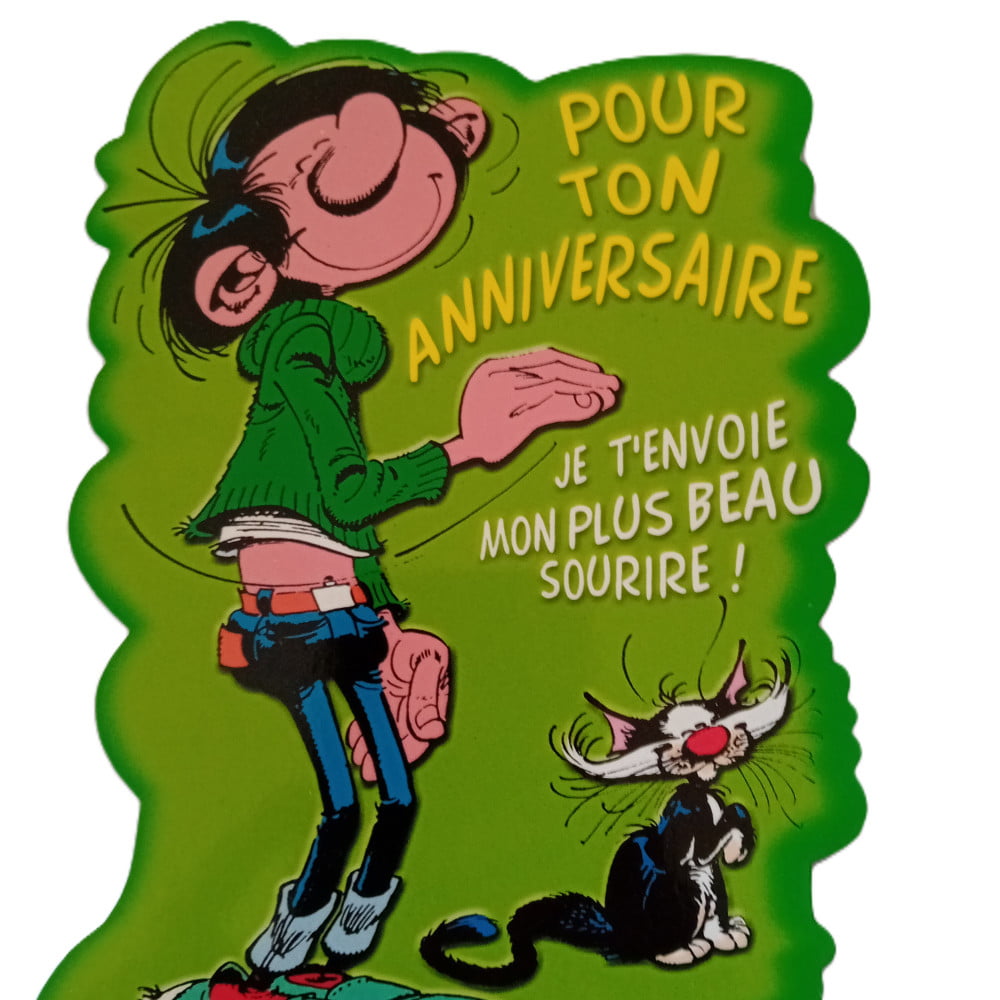 Carte découpée Gaston Lagaffe anniversaire Sourire