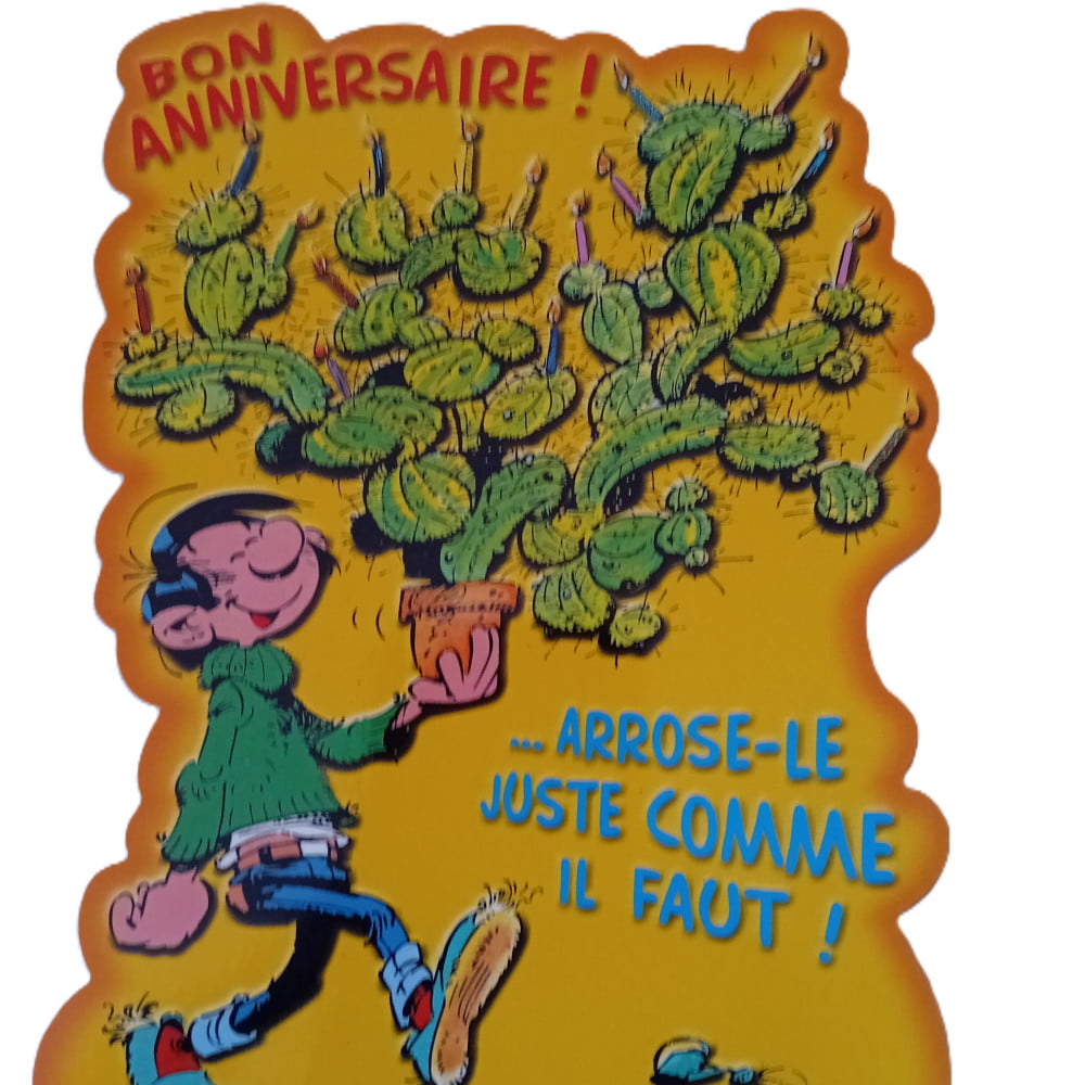 Carte découpée Gaston Lagaffe anniversaire Cactus