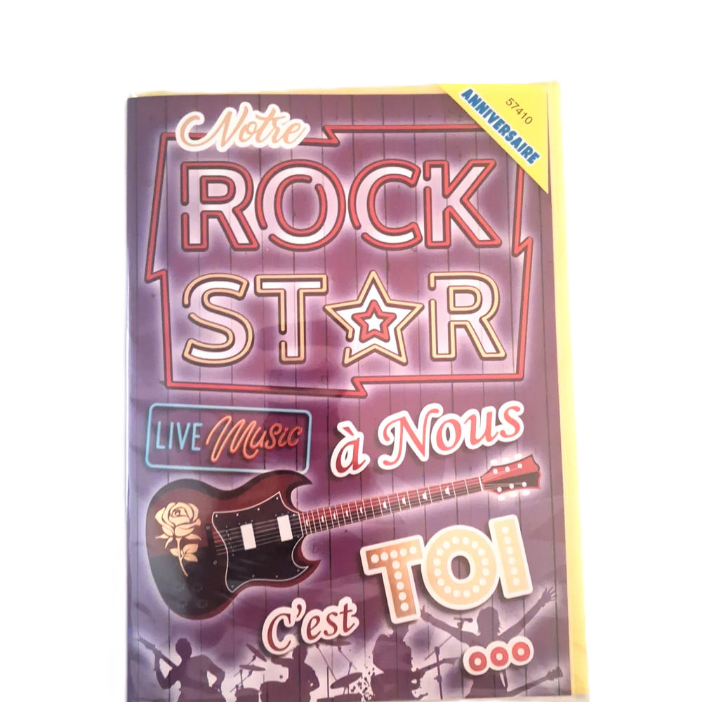 Carte Géante anniversaire humoristique format A4 - Rock Star