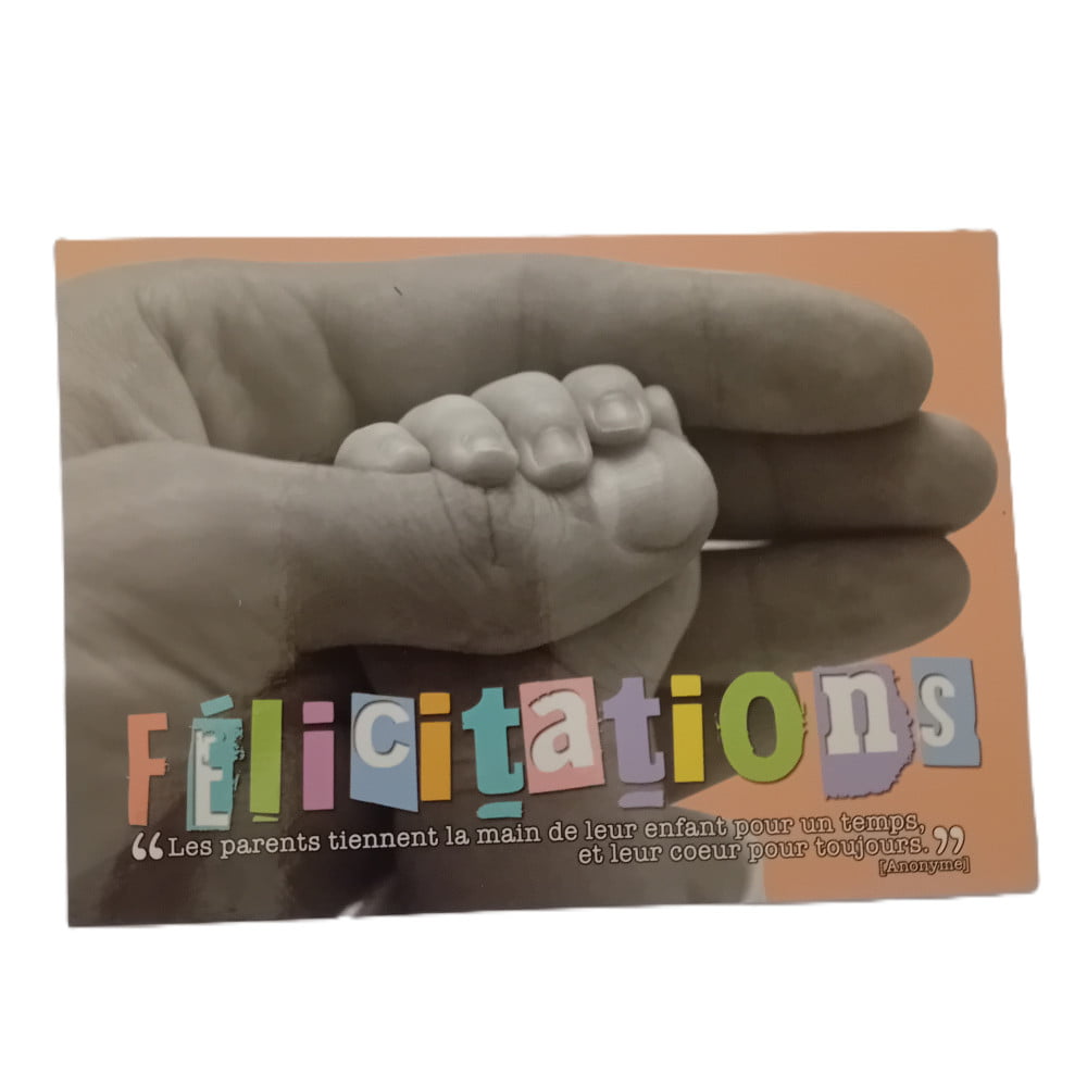 Carte postale citation Félicitations naissance parents tiennent la main