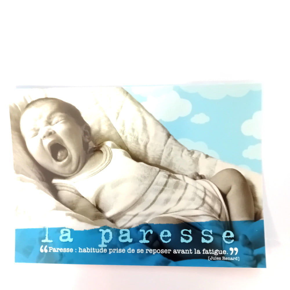 Carte postale citation La paresse