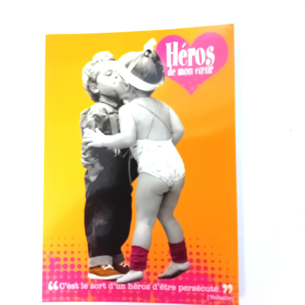 Carte postale citation Héro de mon coeur