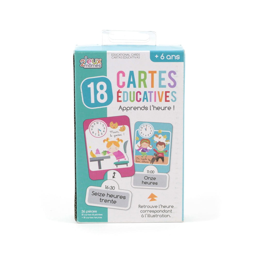 Carte Educative j'Apprends l'Heure - 18 pièces