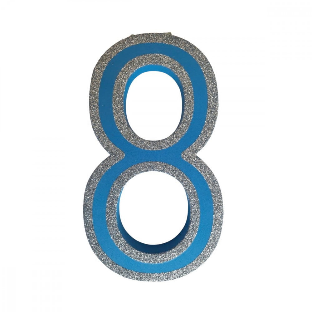 Chiffre 8 de porte bleu