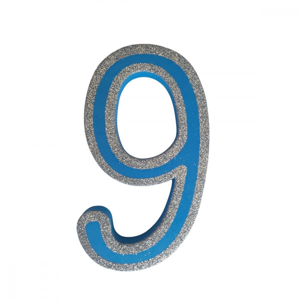 Chiffre 9 de porte bleu