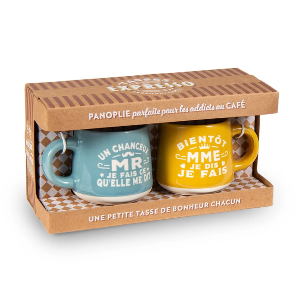 Coffret duo 2 tasses expresso Monsieur & Madame