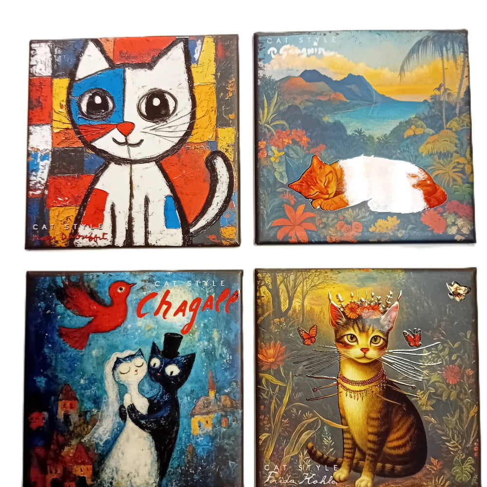 Collection de magnets artistiques Chat « L’art d’être un chat »