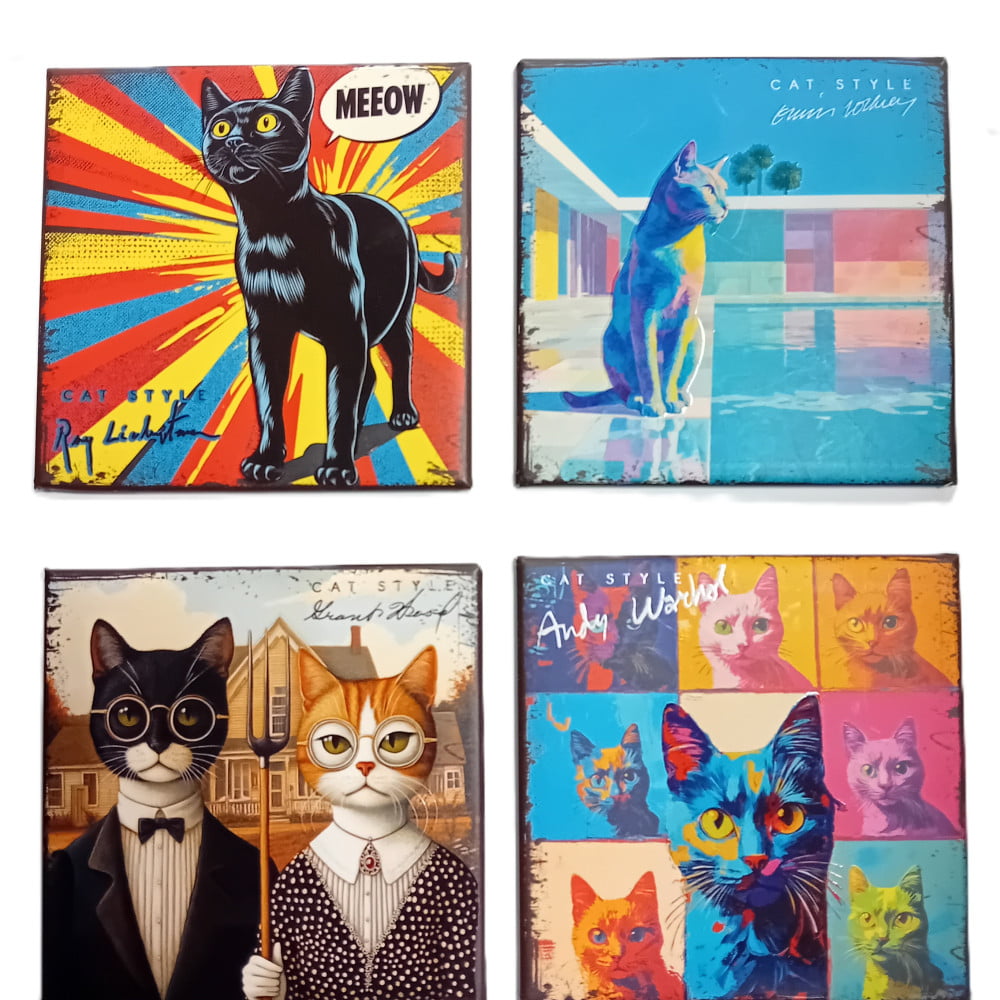 Collection de magnets artistiques Chat "L'art d'être un chat" - Collection Déco & Idée Cadeau