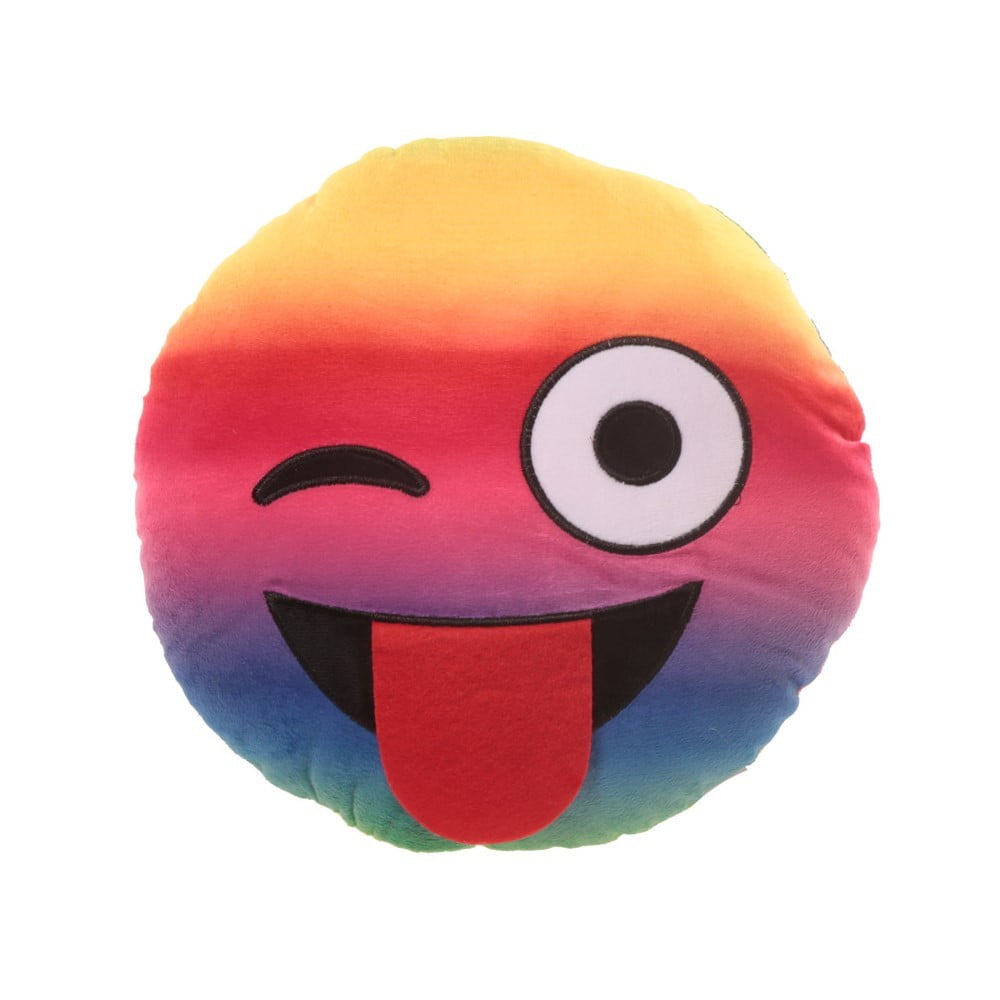 Coussin Emoji arc en ciel tire la langue