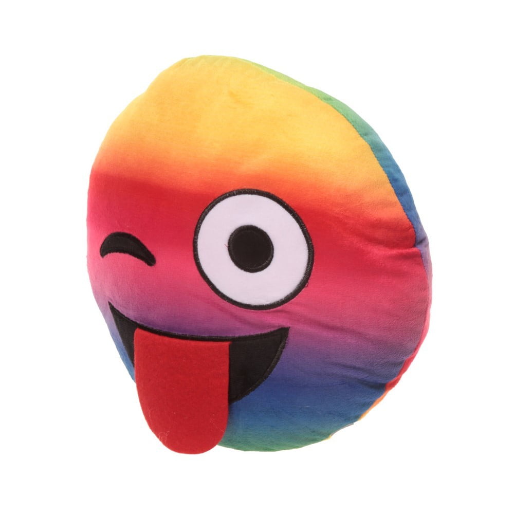 Coussin Emoji arc en ciel tire la langue