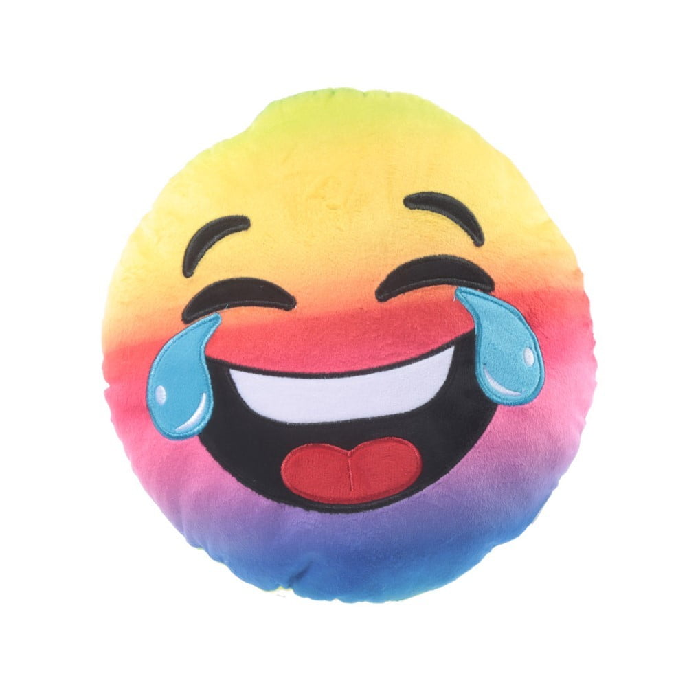 Coussin Emoji pleure de rire arc en ciel