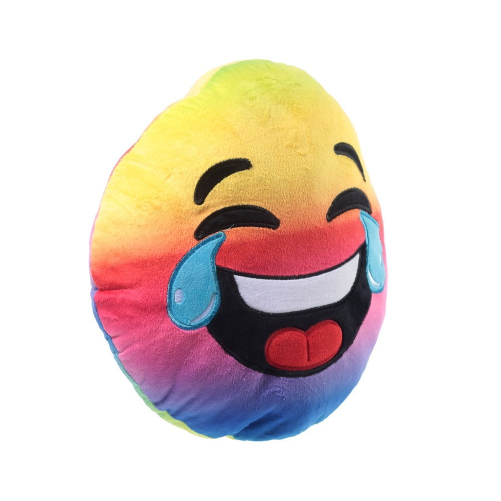 Coussin Emoji pleure de rire arc en ciel