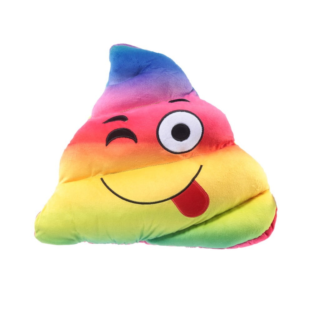 Coussin Emoticone Poop arc en ciel