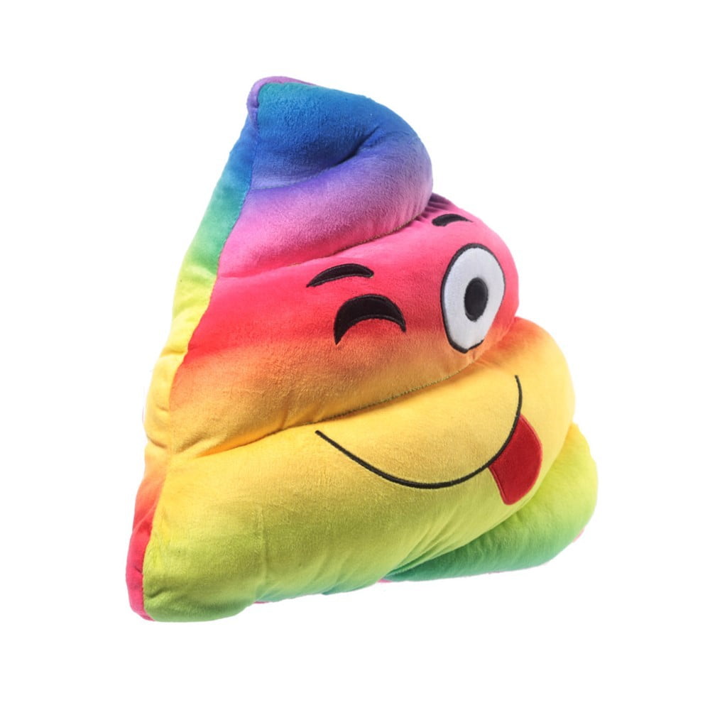 Coussin Emoticone Poop arc en ciel