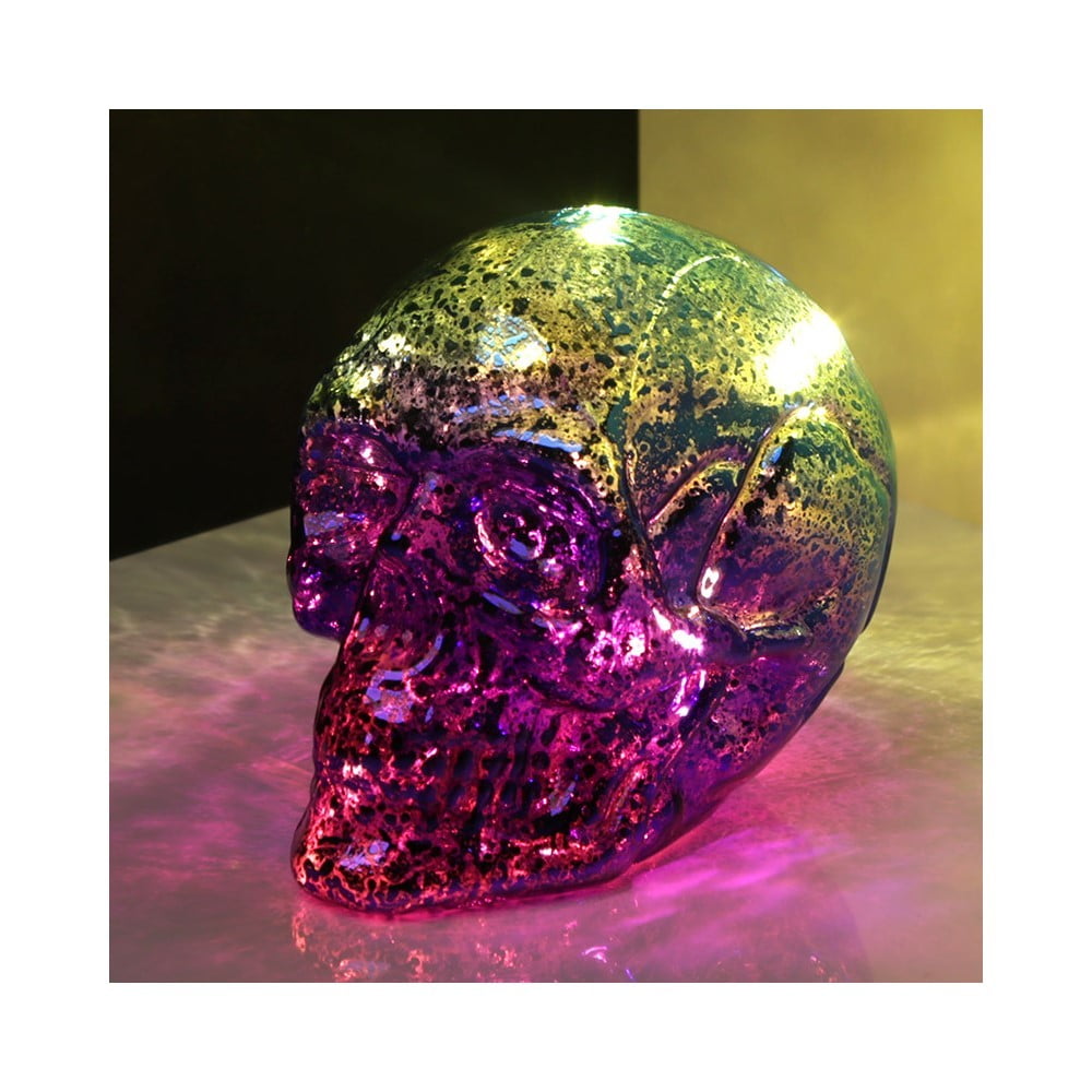 Crâne décoration à led miroir dégradé rose turquoise
