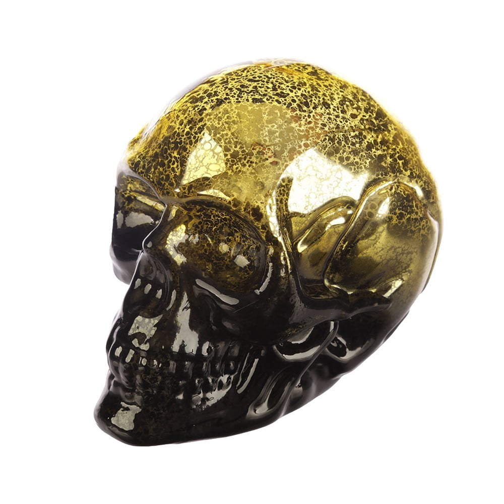 Crâne déco à led miroir noir gris