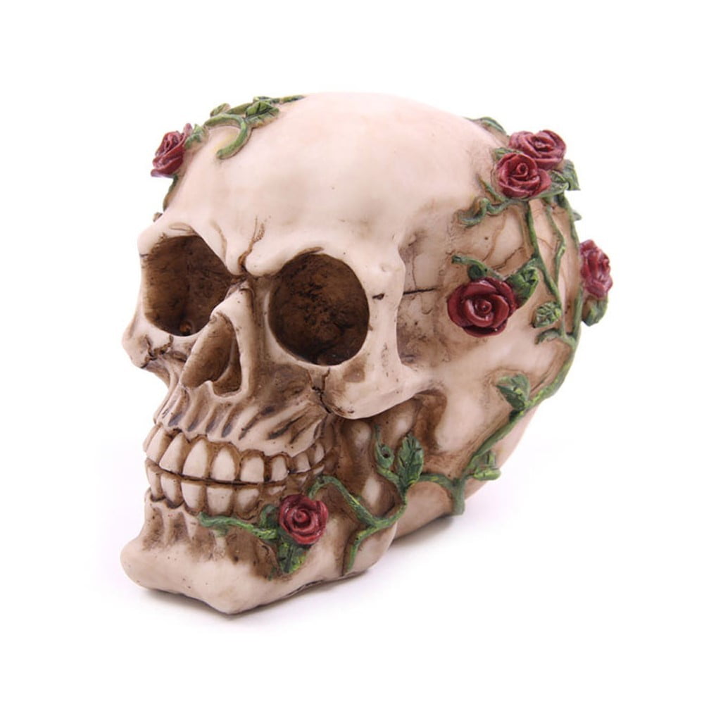 Crâne décoration avec roses autour du crâne