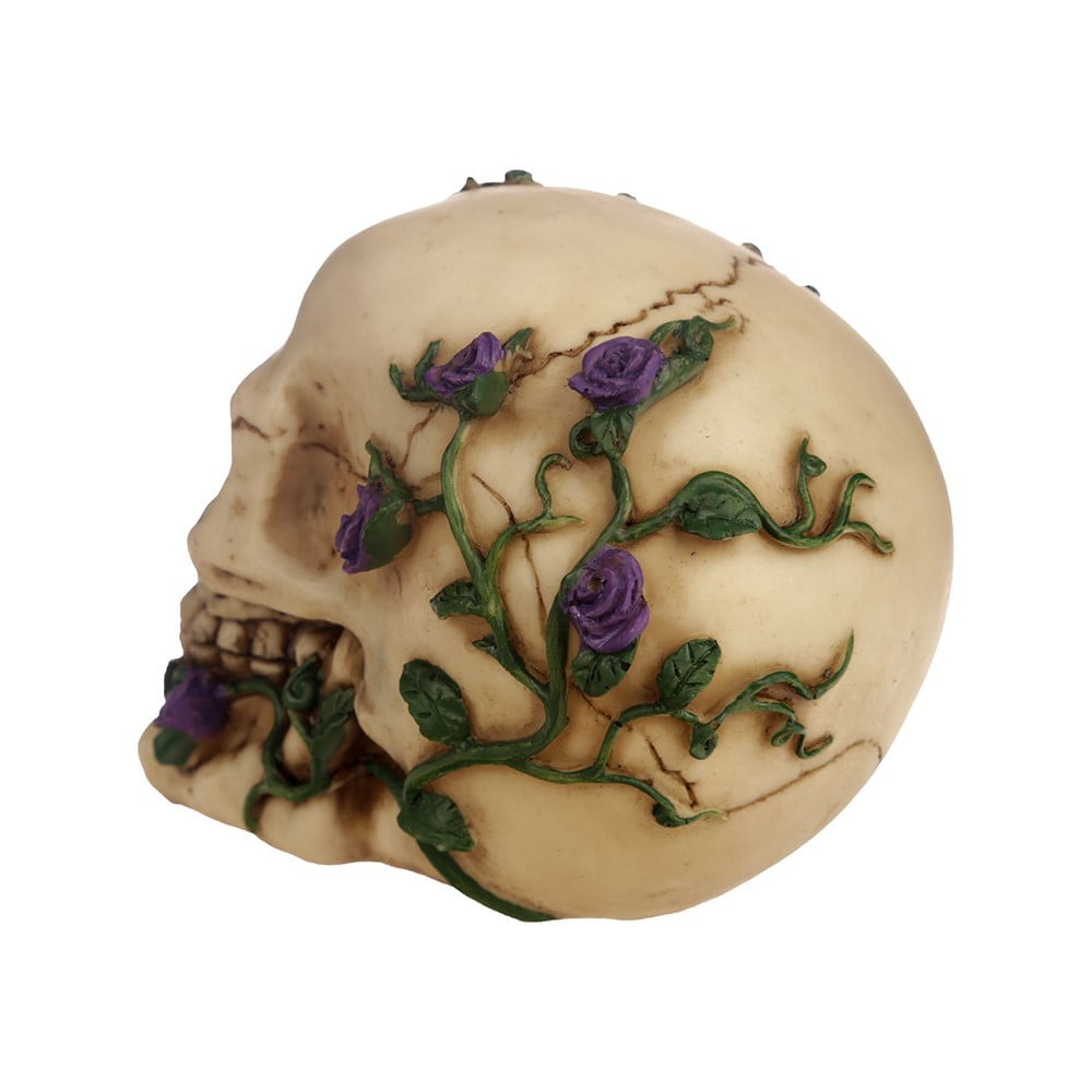 Crâne déco avec roses violettes