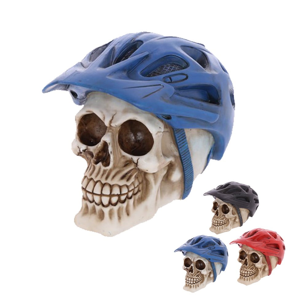 Crâne déco casque de vélo bleu