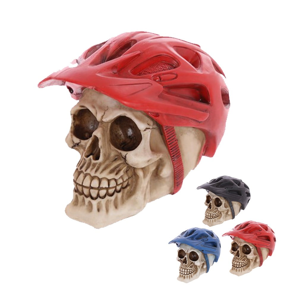 Crâne déco casque de vélo rouge
