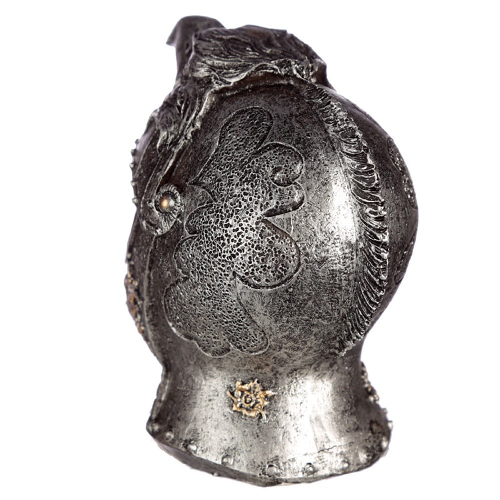 Crâne déco Chevalier avec casque Faucon Médiéval