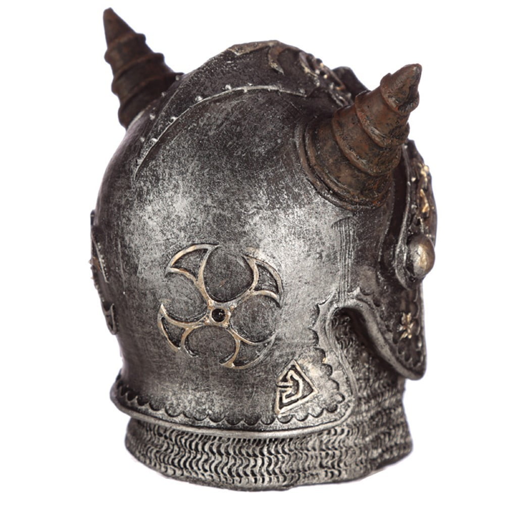 Crâne déco Chevalier avec casque Médiéval à cornes