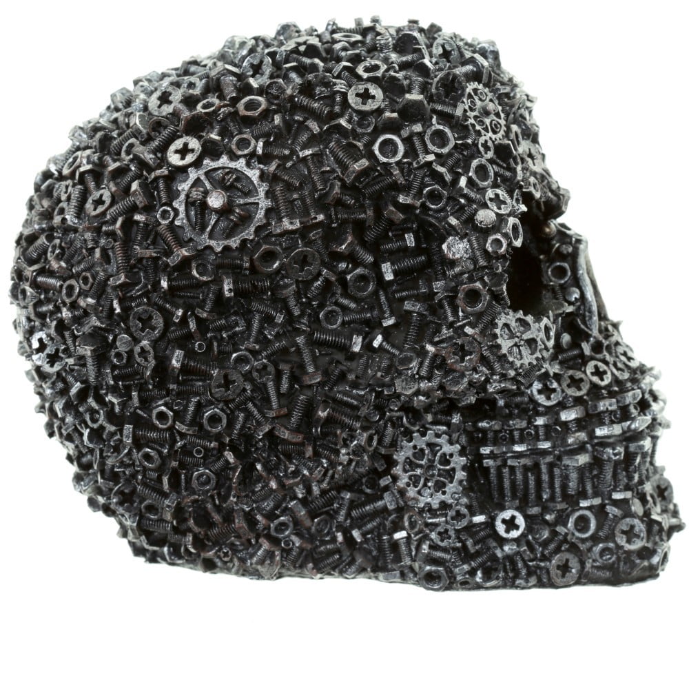 Crâne décoration clous et vis - gris