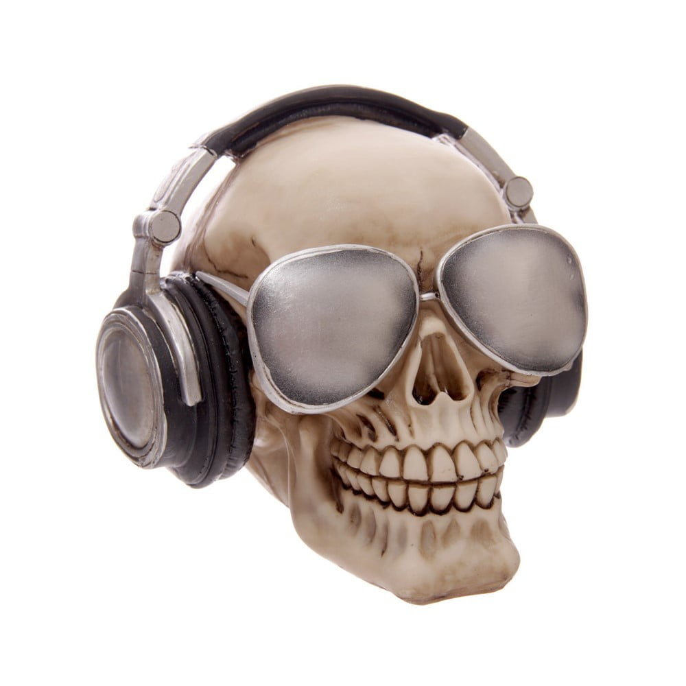 Crâne déco tire lire casque lunettes