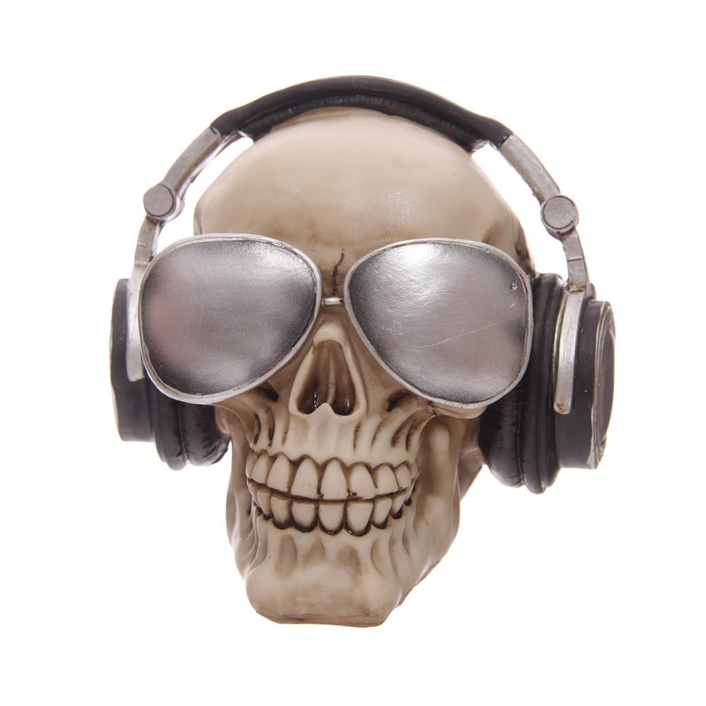 Crâne déco tire lire casque lunettes