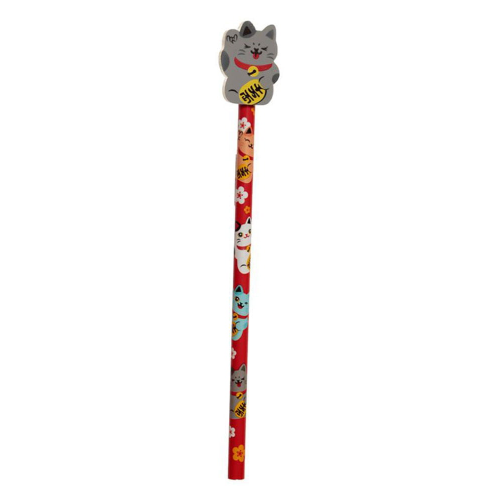 Crayon avec gomme gris Maneki Neko