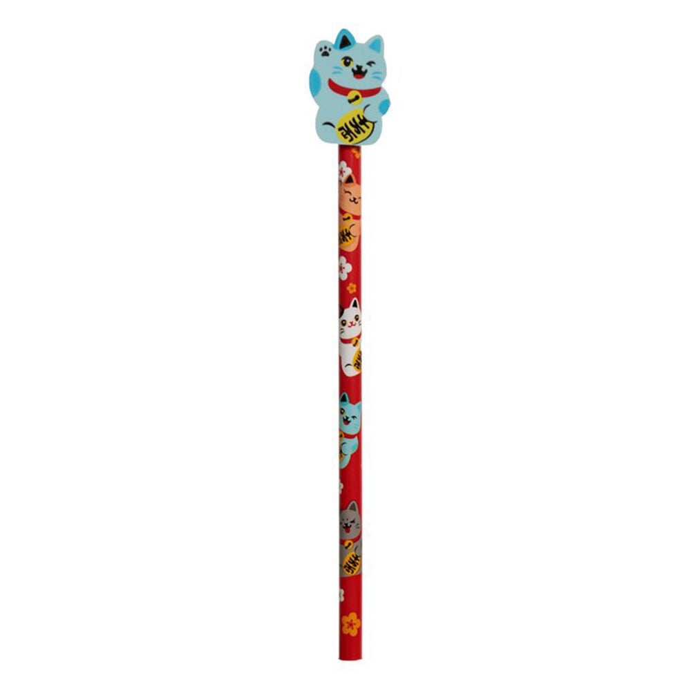 Crayon avec gomme bleue Maneki Neko