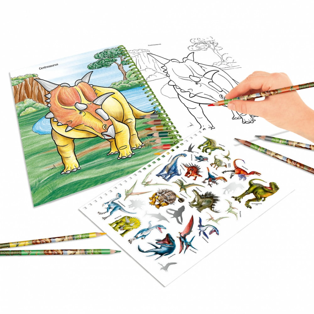 Dino World coloriage avec crayons