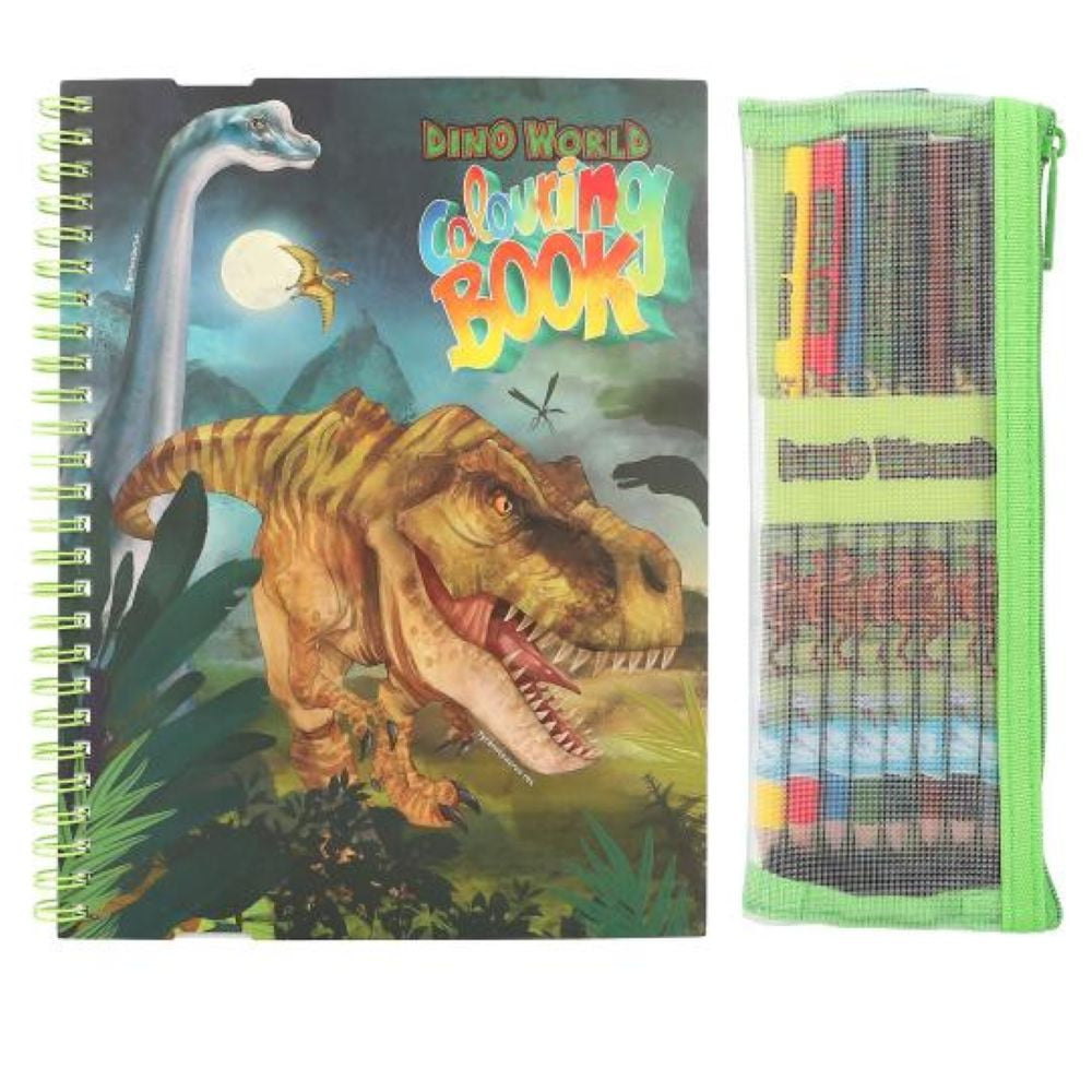Dino World coloriage avec crayons