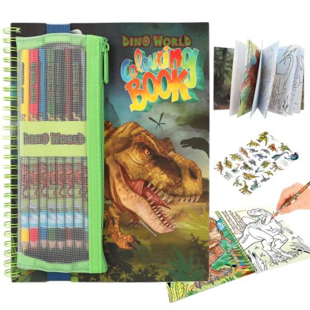 Dino World coloriage avec crayons