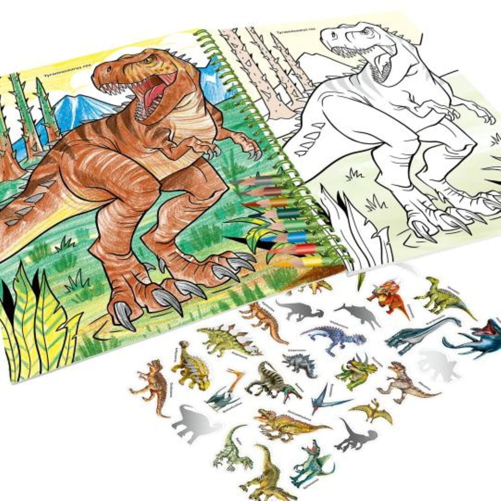 Dino World coloriage avec crayons