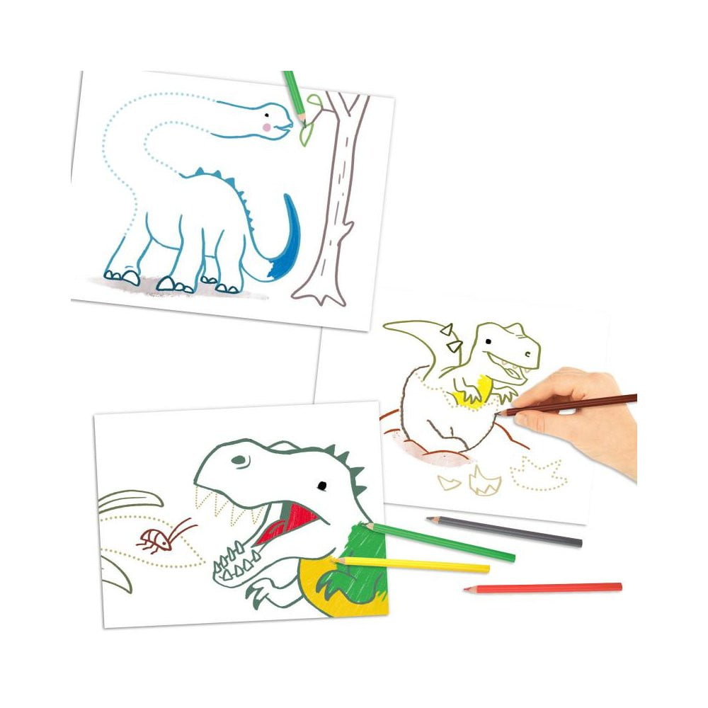 Dino World coloriage point par point